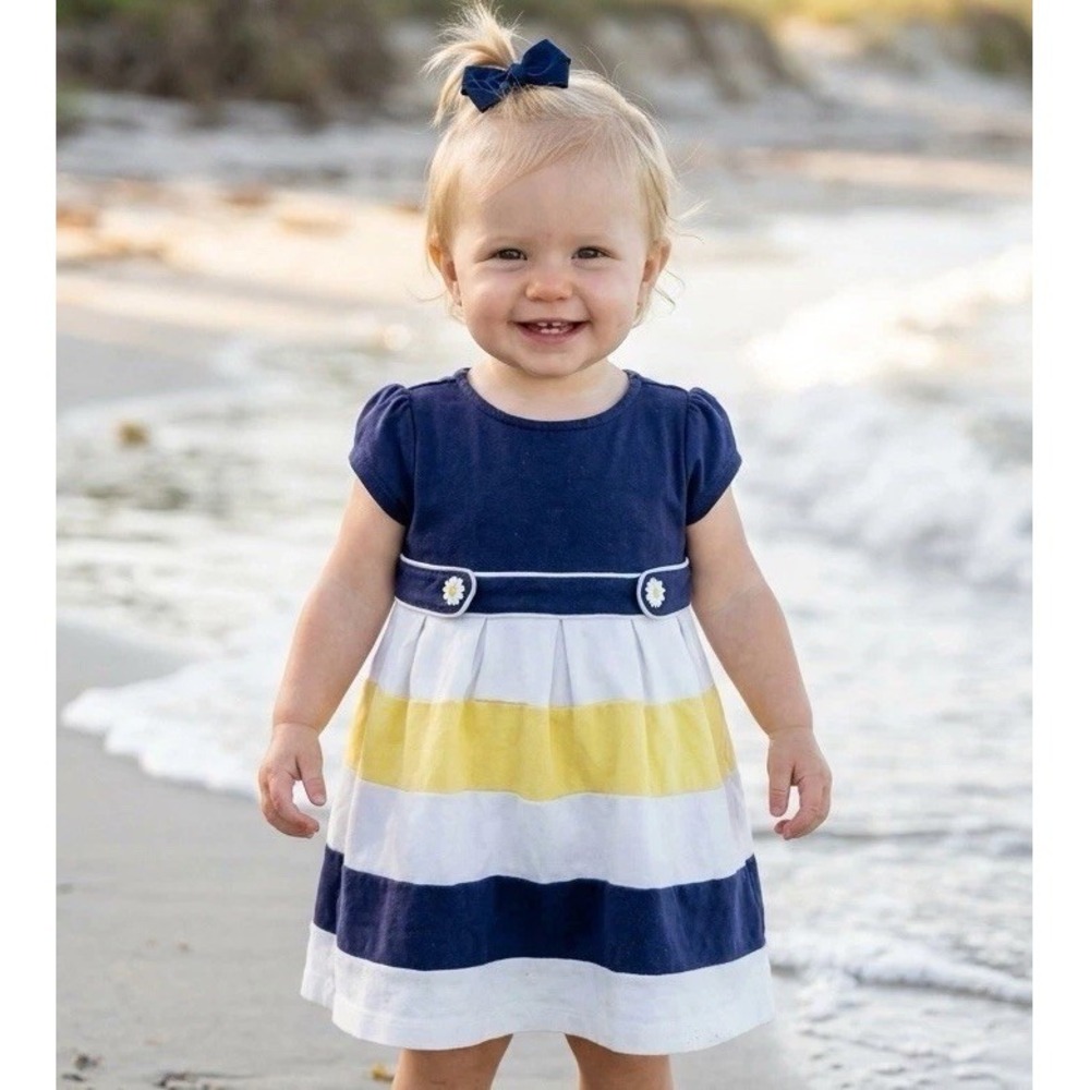 Girls Gymboree 18-24 Months SHOWERS Of FLOWERS DAISY‎ Navy/Yellow DRESS 2pc Set
